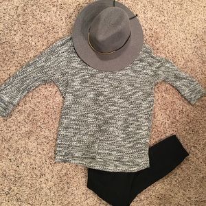 LOFT Gray and white marled sweater